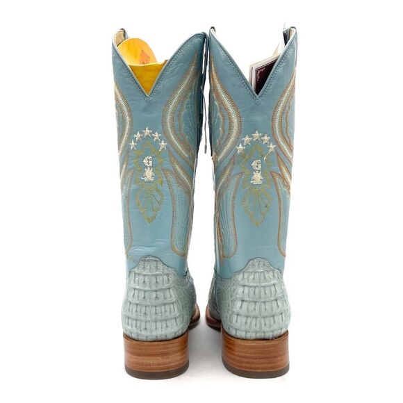 NWT El General Caiman Cowboy Boots Light Blue Leather US Size 9 MX 26 Rodeo Boho - Picture 6 of 16